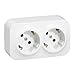 Produktbild LEGRAND, Aufputz-Steckdose (2-fach), Aufputzdose, 2-polig mit Schutzkontakt & Kinderschutz, Wandmontage (Keller, Garage, Werkstatt), 16A/250V, Schutzart IP20, Schlagfestigkeit IK04, Ultraweiß, 782423