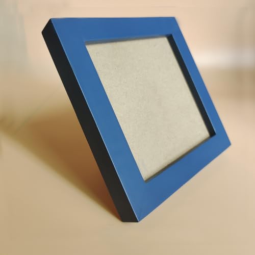 Image of 7x7 Picture Frames Blue Square. Solid Wood.Plastic Panel.The Protective Film Must be Removed.