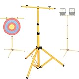 ZSHIGANMA Archery Target Stand, Adjustable Foldable Metal Bow and Arrow Target Tripod Stand Hanging Traditional Straw & Foam Archery Targets & Work Light for Shooting Range Backyard