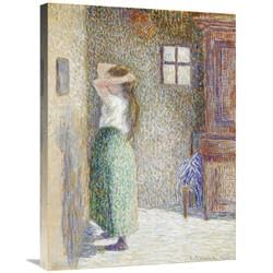 30 in. Country Girl at Her Toilet Art Print - Camille Pissarro