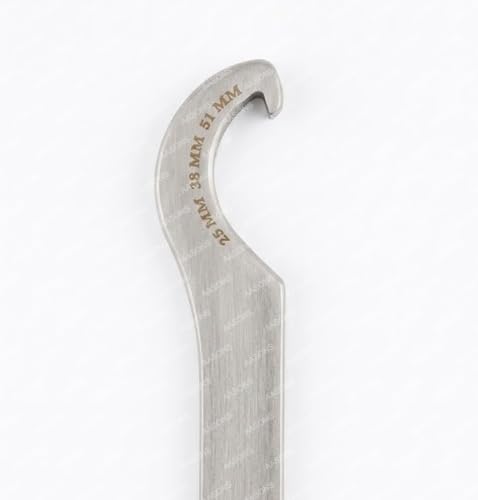 Image of AASONS Stainless Steel Union C Spanner 25 /38 /51mm To 63 /76 /100mm Crescent Double Sided Open End Hook Spanner Wrench | Ideal For Damage Free Use On Steering Head Bearing Adjustment
