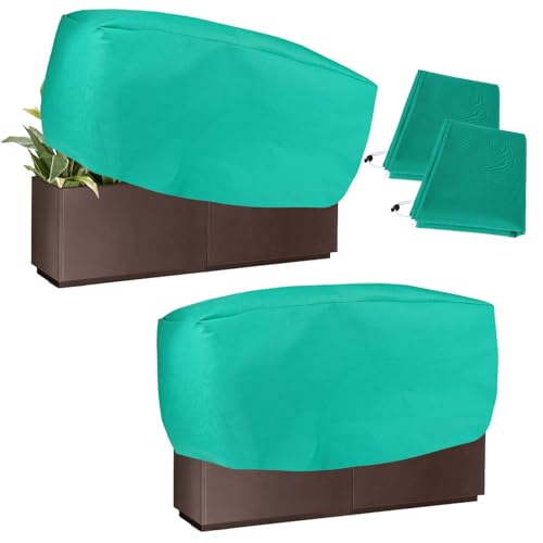 timoplus 2 Stück Blumenkasten Pflanzenschutzabdeckungen Rechteckige Pflanzkastenabdeckung, Winter Pflanzgefäß Frostschutzabdeckungen Taschen für Balkon Topfpflanzen Blumenkästen (Grün-100x45x40cm)
