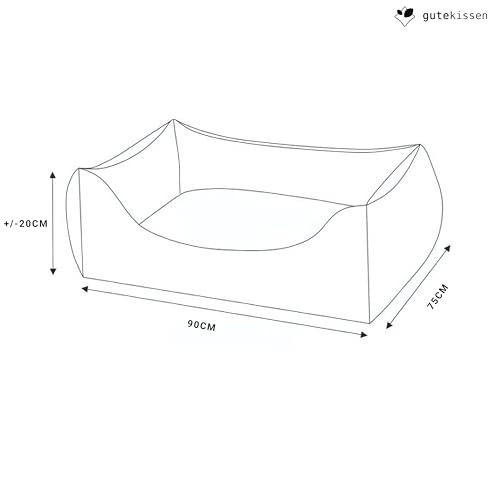 Gutekissen® Hundebett aus weichem Material, gefüllt mit Polyurethanschaumstoff, Geripptes Material, schmutzabweisend, Farb- und Größenwahl, inklusive kleines Kissen. (L - 90x75, Beige)