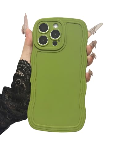 Housse iPhone 14 Pro antichoc coque TPU souple vert vagues tout le corps