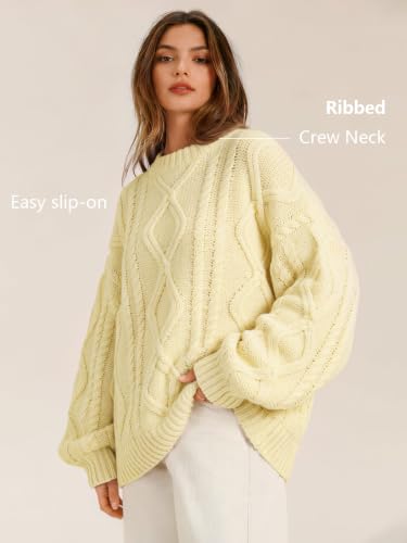 Image of Trendy Queen Women's Oversized Cable Knit Sweaters 2026 Fall Outfits | Quiet Luxury Style, Chunky Knit Texture, Winter Holiday Outfit, Easy Layering Piece, Fall Fashion Staple