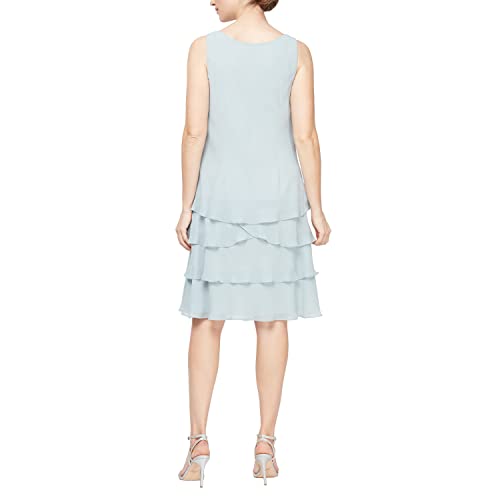 Image of S.L. Fashions Women's Mother of The Bride Tiered Jacket Dress with Shoulder Embellishment