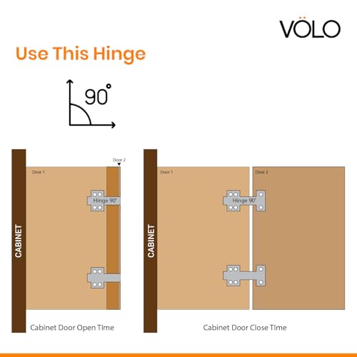 Image of VOLO Kitchen Corner Concealed Hinge with Screws - Full Overlay Concealed Cabinet Hinge for Modern Kitchens, Smooth Operation, Easy Access, Maximize Storage Space (90 Blind Corner 2D | Normal)
