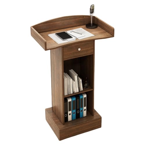 KCNN 表彰テーブル 引き出し付き 演説台 講演台 スピーチテーブル 教卓 司会台 表彰台 収納棚付き 木製 セレモニーデスク/司会者台/ホームオフィス/レクチャーホール/会議/バルコニー/書斎用 (A,引き出し付き)