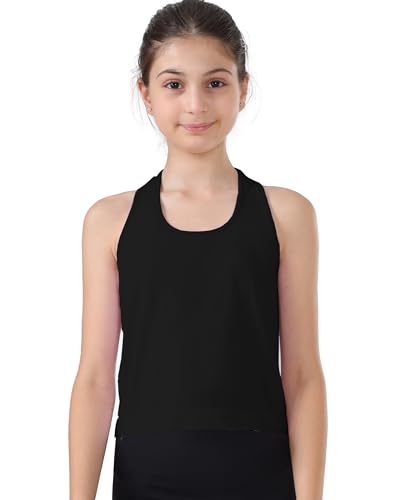 Attifall Grils Ribbed Tank Tops Racerback Seamless Crop Top for Teen Girl Athletic Workout Dance Tanks