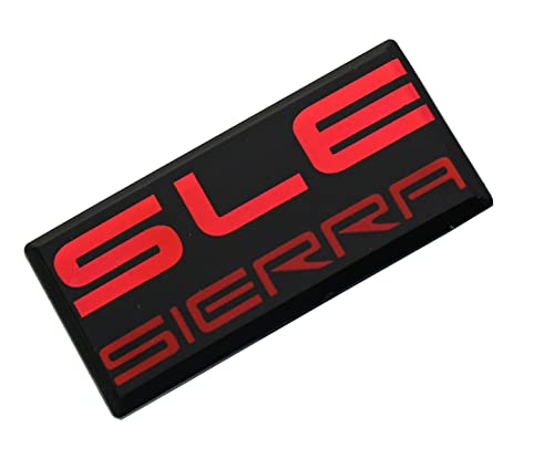 Image of 2pcs New SLE Sierra Emblems Replacement for GMC 1500 2500 3500 Pillar Cab Roof Side Badge 88 89 90 91 (Red)