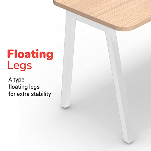 Image of KOKUYO IVO Home Office Desk - Heavy-Duty Work Table for Home, Study, Office & Workspace | 25mm Thick Engineered Wood Top, Sturdy & Angular Metal Legs | (White, 900MM)