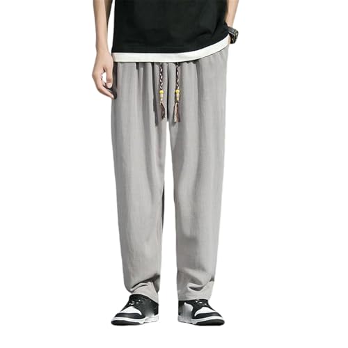 Pantalon homme lin délavé à bouton grenouille esprit poétique