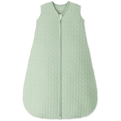 Image of Unnivoll Baby Sleep Sack 0-6 Months 1.0 Tog Baby Wearable Blanket Cotton Sleeping Sack Quilted Baby Sleep Bag with 2-Way Zipper for Infant Newborn Green