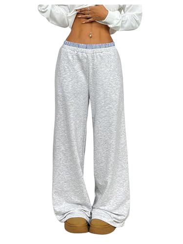 SOLY HUX Girl's Baggy Sweatpants Elastic Low Rise Wide Leg Track Pants with Pockets
