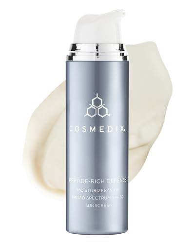COSMEDIX Peptide-Rich Defense Face Moisturizer for Women & Men - Hydrating Face Lotion with Broad Spectrum SPF 50 Sunscreen for Fine Lines & Wrinkles - Facial Skin Care for Softer & Smoother Skin