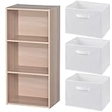 アイリスオーヤマ 【セット買い】 カラーボックス インナーボックス セット 3段 収納ボックス本棚 ナチュラル CX-3 インナーボックス 縦置き ホワイト FIB-38R
