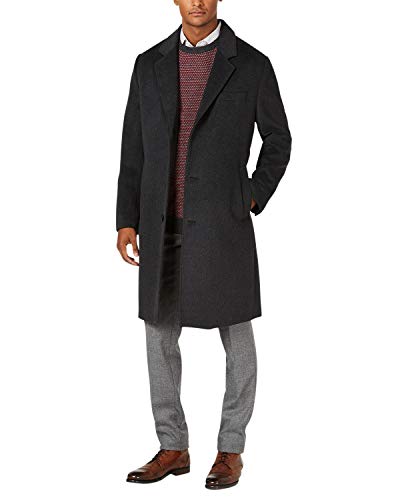 LONDON FOG Men's L19195 Signature Wool Blend Top Coat - Charcoal - 42L