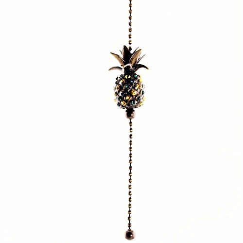 Final ShowcasePineapple Ceiling Fan Pull with Blue/Green and Amber Glass Inserts - 2 Inch ornament with 12" chain