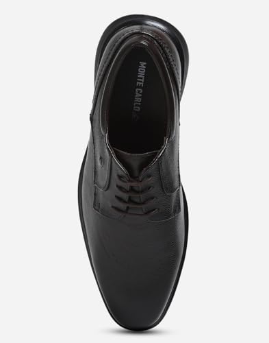 Image of Monte Carlo Mens Solid Lace Up Genuine Leather Derby Shoes (201812FW)