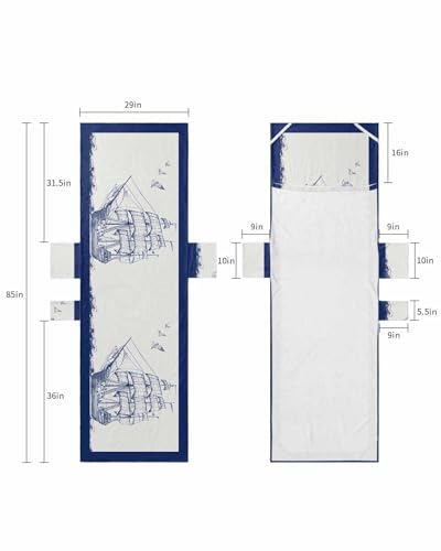 Navy Blue Nautical Beach Lounge Chair Towel Cover, Soft Chaise Lounge Towel with Side Pockets Patio Pool Chairs Cover for Beach/Pool Sunbathing 29x85 Beach Ocean Coastal Seaside Sailboat