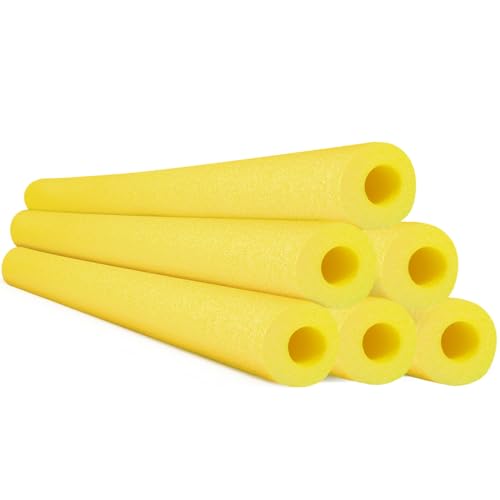 Hanaive 6 Pack Pool Noodles Swimming Floating Foam Tube 52 Inch Hollow Swim Noodles Bulk Floats Heavy Duty for Swimming Decoration Craft Projects Multi-Purpose(Yellow)