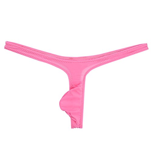 AGJGFM Men's Breathable Mini Pouch Underwear Guys Enlarge G-String T-Back Thongs Pink4