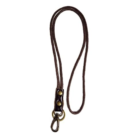 Aslana Genuine Leather Rope Necklace Lanyard for Key ID Badge Holder, Lobster Claw Clasp, Vintage Retro Style (19" Neck Lanyard, 1-Pack, 7 Expresso Leather) Cover