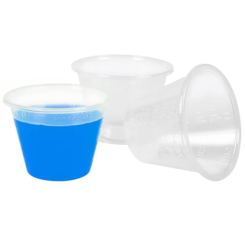 Image of 50 Pack Plastic Measuring Cups - 1oz Disposable Medicine Cups for Liquid Medication and Arts & Crafts