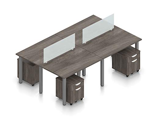 Offices To Go 4 Person Workstation Cluster with Mobile Pedestals in (Artisan Grey Finish Laminate)