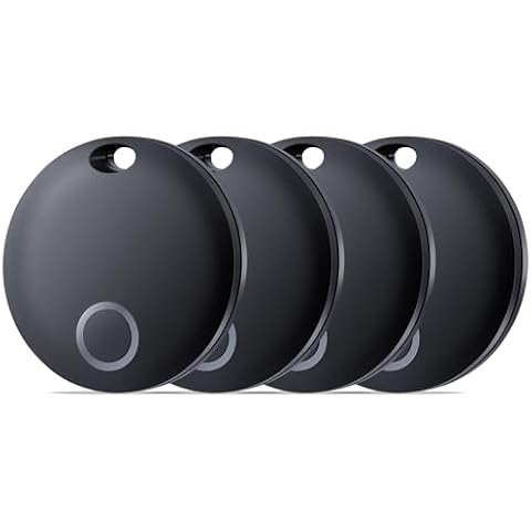 Reyke Smart Tag, Bluetooth Luggage Tracker. Works with Apple Find My (iOS Only), Item Locator for Key, Luggage, Backpack, Wallet, IP67 Waterproof, 4 Pack Cover