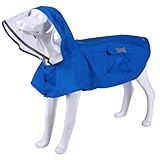 Waterproof Dog Raincoat, Adjustable Reflective Lightweight Pet Rain Clothes with Poncho Hood (Small, Blue)