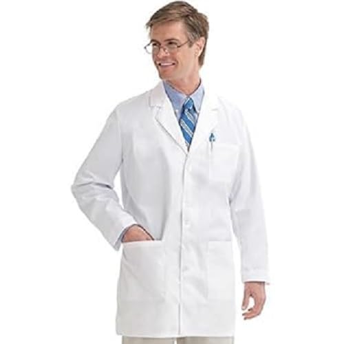 N.S. UNISEX COTTON CHAMBRAY LAB COAT(WHITE,LARGE)-image-33