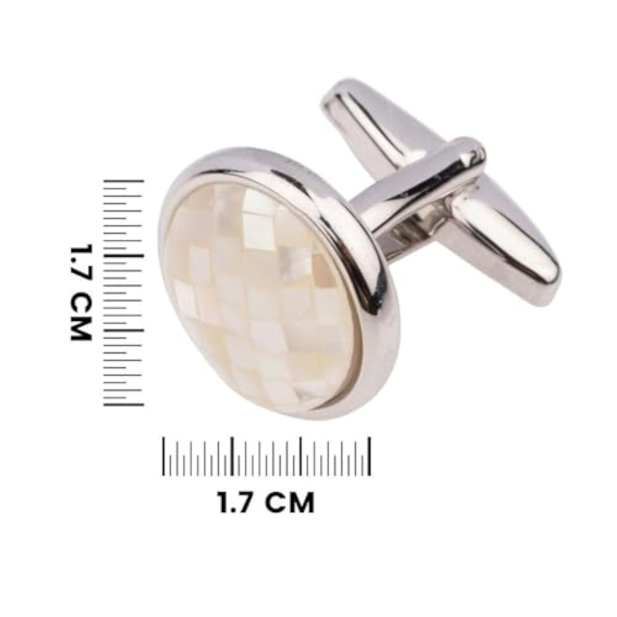 Men's White Mother of Pearl Cufflinks with Round Design