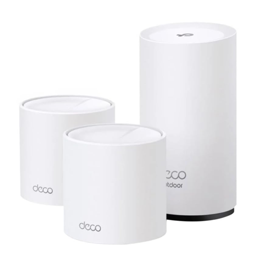 TP-Link AX3000 Wi-Fi 6 dwuzakresowy wewnętrzny i zewnętrzny (IP65 odporny na warunki atmosferyczne) domowy system routera siatkowego napędzany AI, zastępuje routery i przedłużacze. Całkowity zasięg do