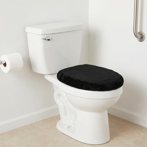Xinjoduz WC Deckelbezug 38x29 cm Toilettendeckelbezug Weich Toilettendeckel Bezug für Standard-Toilettensitzbezug(Schwarz)