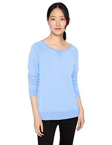 Amazon Brand - Daily Ritual Women's Oversized Terry Cotton and Modal High-Low Sweatshirt, Lake Blue, Large