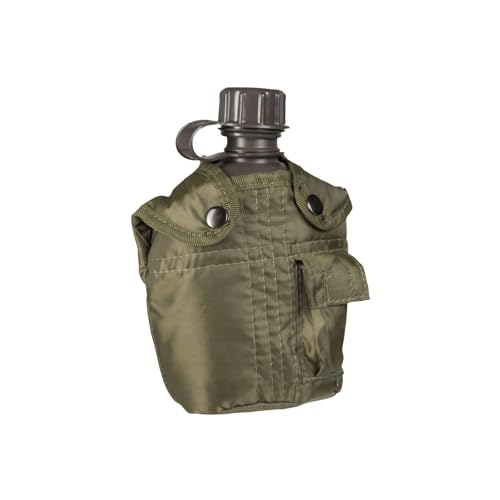 Mil-Tec Cantimplora de Plástico Ligero 1L con Funda | Envase de Hidratación Acolchado y Duradero Ideal para Entusiastas al Aire Libre, Personal Militar | Excelente para Camping, Senderismo y Actividades Deportivas