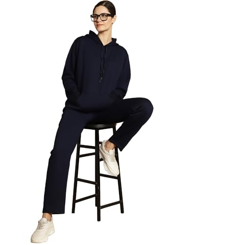 Image of Mack Jonney Solid Hooded Cotton Fleece tracksuit Co-Ord Set for Women-MACK32729