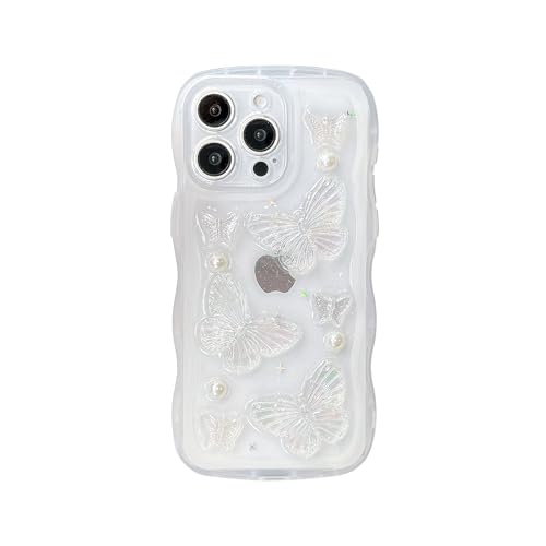 Coque iPhone 16 Pro antichoc transparente motif papillon 3D
