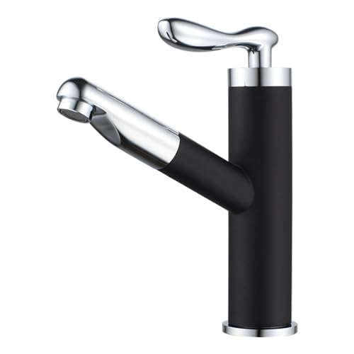 Mitigeur de cuisine noir et argent avec douchette extractible pour eau chaude et froide