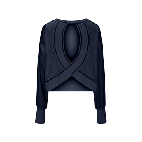 Sweatshirt for Women Open Back Workout Backless Long Sleeve Athletic T-Shirt Tops Running Crop Gym Yoga Shirt4