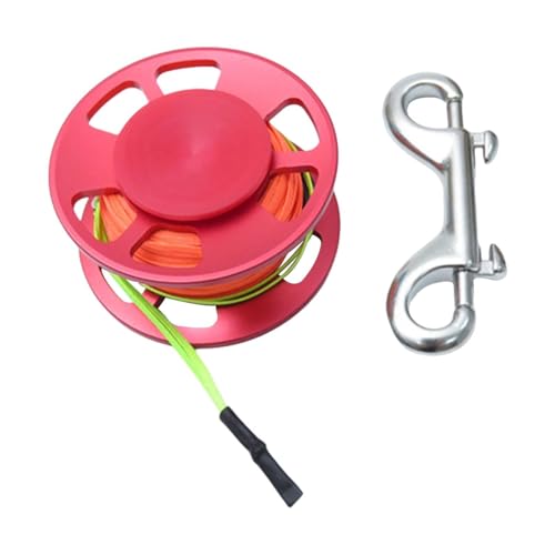 Menolana Scuba Diving Reel Compact Lightweight Dive Spool Reel with Double Ended Bolt Snap Clip for Underwater Activities Equipment, Red