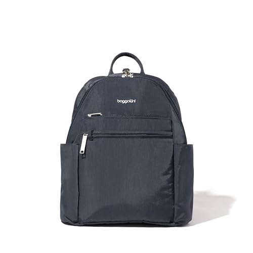 Image of Baggallini Securtex Anti-theft Vacation Travel Backpack 10x13 Slash-Resistant Nylon Daypack w /RFID, French Navy