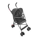 Bepritm Pet Stroller, Compact Fold Dog Cat Stroller with Wheels, Puppy Travel Jogger for Carrying Small and Medium-Sized Dogs or Cats Under 22 LBS (Black)