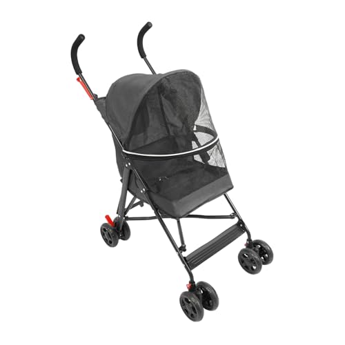 Bepritm Pet Stroller, Compact Fold Dog Cat Stroller with Wheels, Puppy Travel Jogger for Carrying Small and Medium-Sized Dogs or Cats Under 22 LBS (Black)