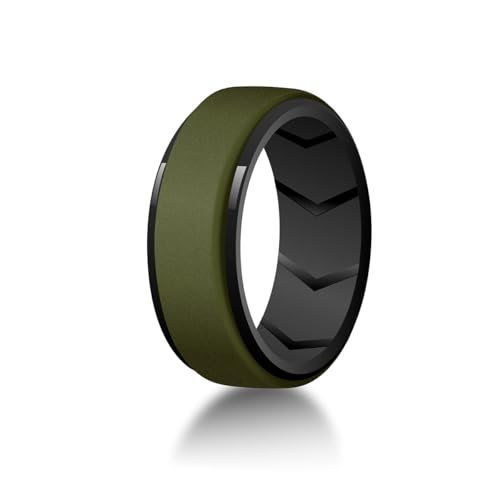 8mm Wide 7-Pack Dual Color Men's Silicone Rings - Breathable Sports Wedding Bands for Men - Size 7-15 Rubber Ring4