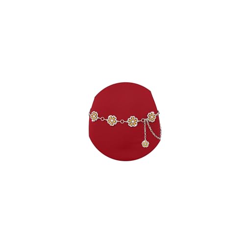 ELABEST Rhinestone Flower Chain Belt for Women Mental Waist Chain Sparkling Gold Silver Chain Belts for Dresses