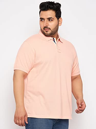 Image of Club York Men Cotton Blend Half Sleeve Polo Neck Solid Plus Size T-Shirt
