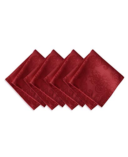 Newbridge Barcelona Luxury Damask Fabric Napkin Set, 100% Polyester, No Iron, Soil Resistant