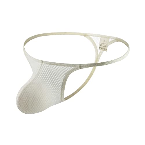 Gogobear Men's Low Waist Thin Waistband Mesh Fluorescent Sexy Thong Comfortable Pouch G-String Underwear3